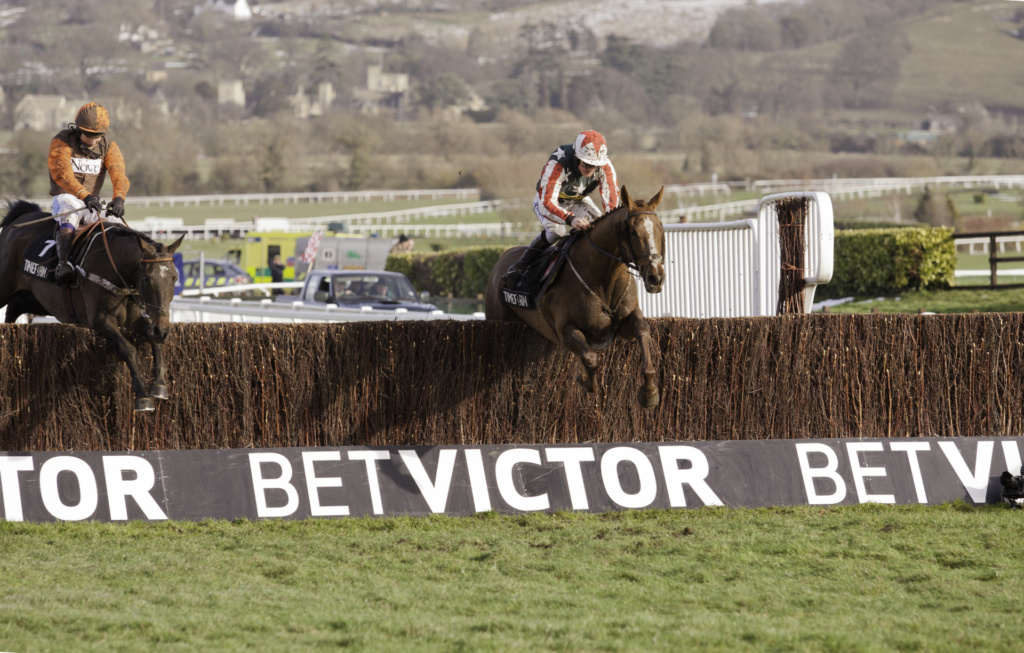 Cheltenham,,Gloucs-january,26:,Jockey,Sam,Twiston,Davies,Rides,Ackertac,(right)